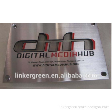 brushed stainless steel material UV printing/etching signage with two colors